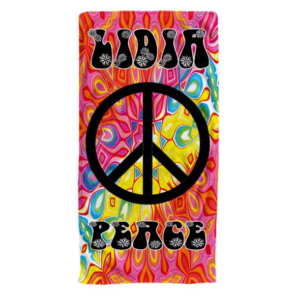 NEW!!! Personalized Peace Sign Photo Collage Beach Towel Thumbnail