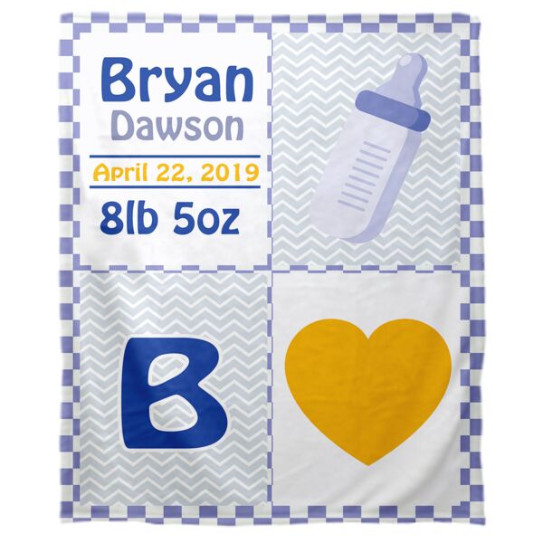 Personalized Baby (Boys) Bottle Fleece Blanket - 30" x 40" Thumbnail