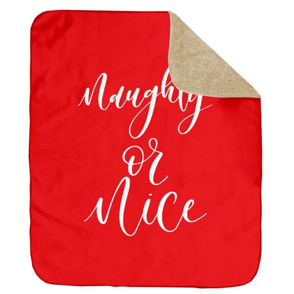 Personalized Christmas Naughty or Nice (Red) Ultra Plush Sherpa Blanket - 60" x 80" Thumbnail