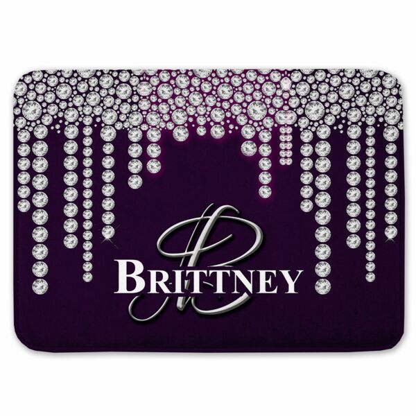 Personalized Dripping Diamond Monogrammed Coral Fleece Bath Mat Thumbnail
