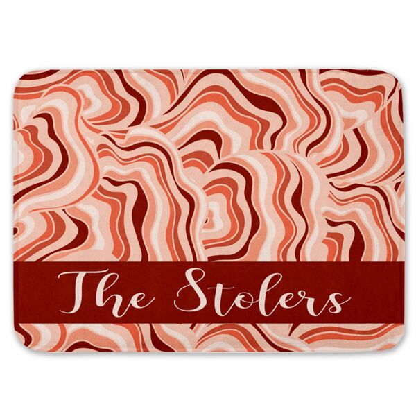 Personalized Retro Coral Fleece Bath Mat with Name - Peach Thumbnail