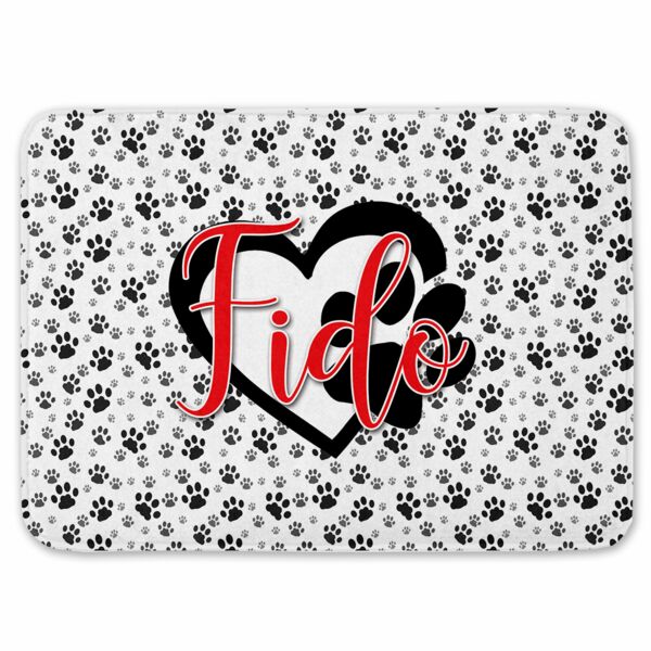 Personalized Paw Print Coral Fleece Bath Mat with Name Thumbnail