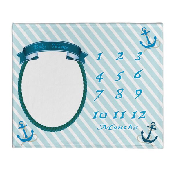 Baby Anchor's Away Milestone Blanket - 30" x 40" Velveteen Thumbnail
