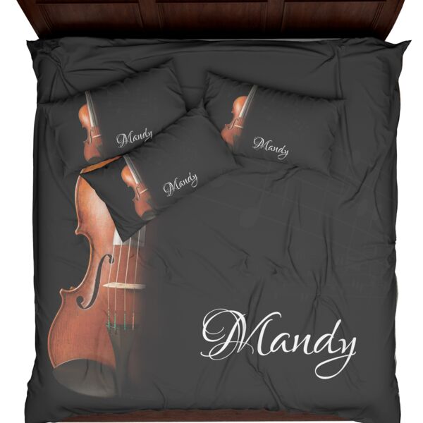 Personalized Violin Duvet Cover - King (Pillowcases sold separately) Thumbnail