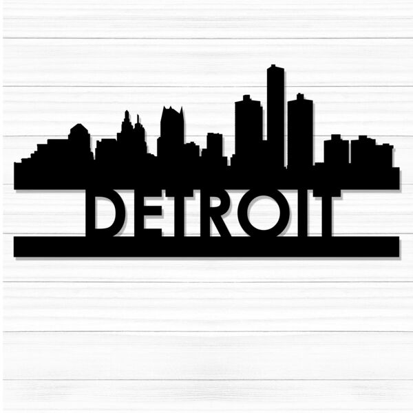 City Scape Metal Cutout 24" Wide - Detroit Thumbnail