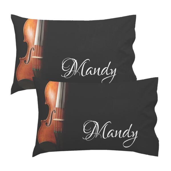 Pair of Personalized Violin Standard Pillow Cases - Single Sided 30" x 20" Thumbnail