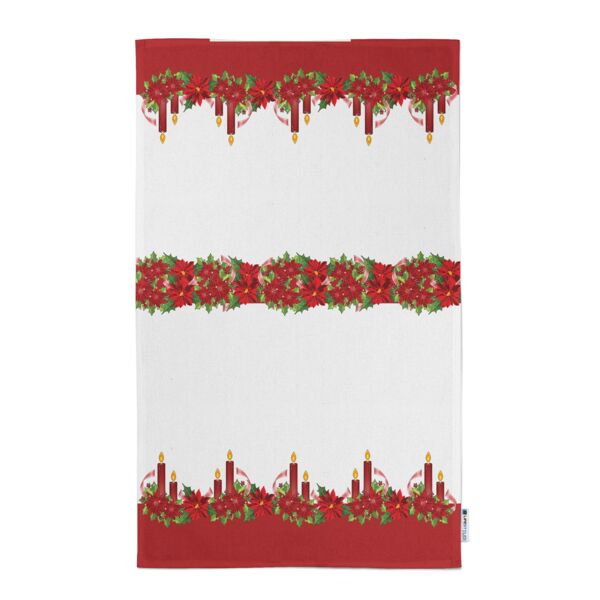 Personalized (Optional) Candles and Holly Leaves Christmas Kitchen Towel 11"x18" Thumbnail