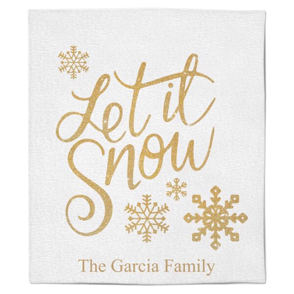 Personalized Christmas Photo Collage Let It Snow Soft Medium Fleece Blanket - 50" x 60" Thumbnail