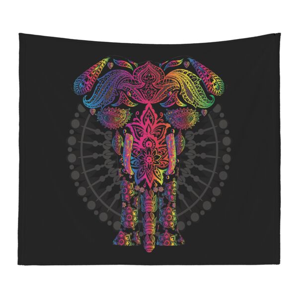 Personalized Photo Collage Psychedelic Elephant Microfiber Wall Tapestry - 80" x 68" Thumbnail