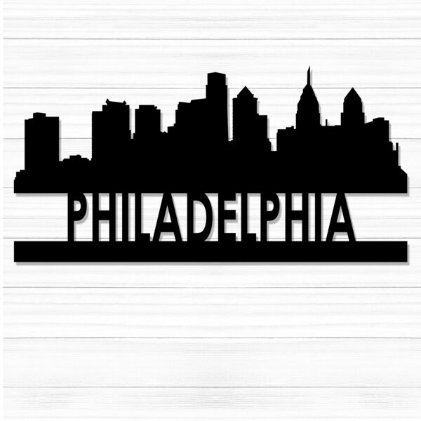 CityScape Metal Cutout 24" Wide - Philadelphia Thumbnail