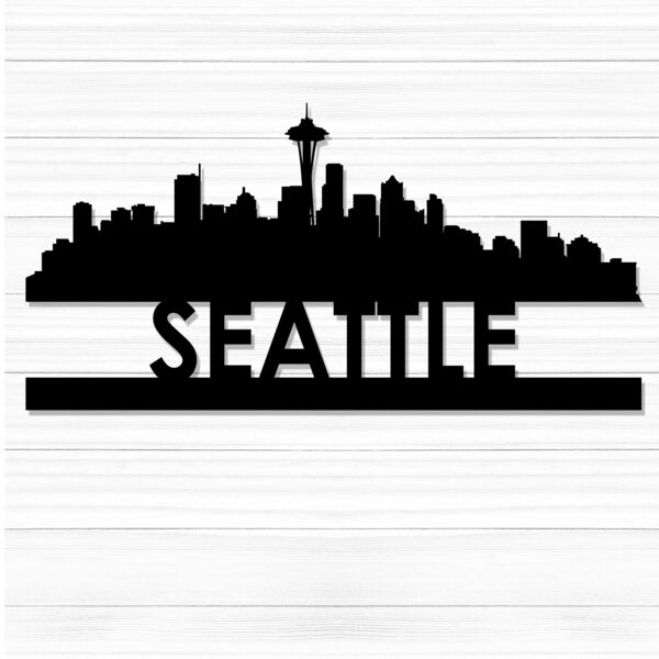 City Scape Metal Cutout 24" Wide - Seattle Thumbnail