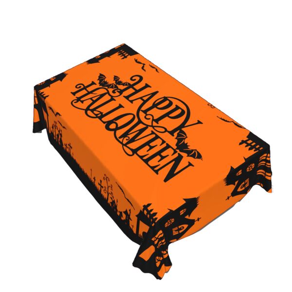 Personalized Happy Halloween Orange /Black Table Cover - 6ft (88" x 132") Thumbnail