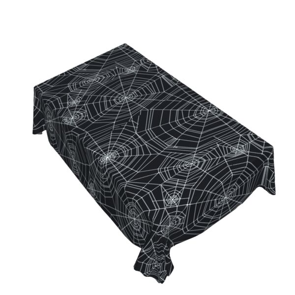 Personalized Halloween Black Spider Web Table Cover - 6ft (88" x 132") Thumbnail