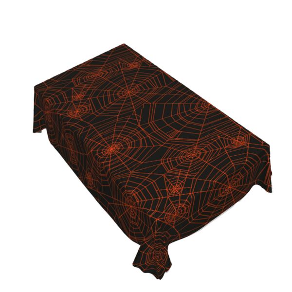 Personalized Halloween Black Spider Web Orange Table Cover - 6ft (88" x 132") Thumbnail